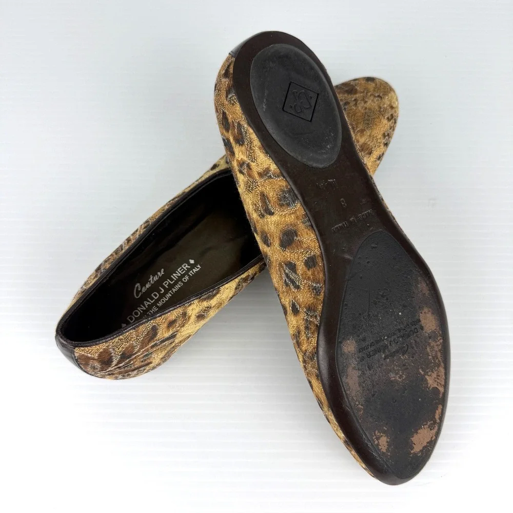 Donald‎ J Pliner Couture Henna Leopard Mary Jane Flats Jacquard Italy Size 8M
